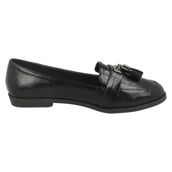 Spot On Ladies Spot On Tassel Trim Loafer Shoes F80418