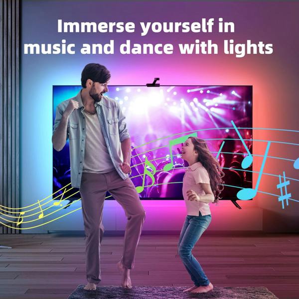 ENER-J RGBIC LED TV Backlight with Camera, 3.8m Smart LED Strip for 55-65 Inch TVs, WiFi & Bluetooth, Alexa Compatible, Music Sync