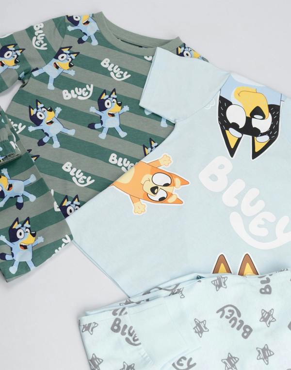 Vanilla Underground Bluey Boys Multicoloured Character Multi-Pack of 2 Long Leg Pyjama Set