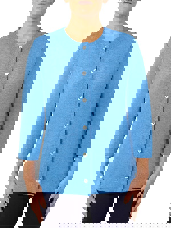 PennyPlain Front Button Cardigan - Light Ultramarine