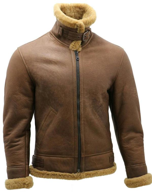 Infinity Leather Mens B3 WW2 Sheepskin Leather Flying Aviator Jacket-Houston
