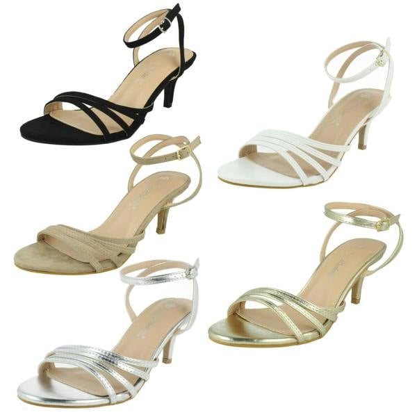 Anne Michelle Ladies Anne Michelle Mid Heel Wide Fit Party Sandals F12112