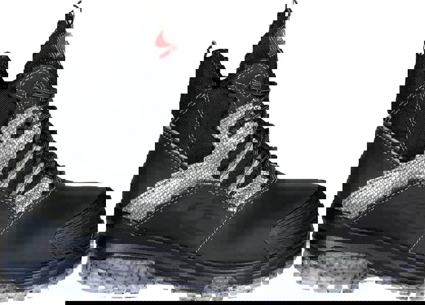 Cofra Modigliani Mens Composite Toe/Midsole Safety Work Boots, black and silver high-cut safety work boot with protective toe cap and rugged sole.