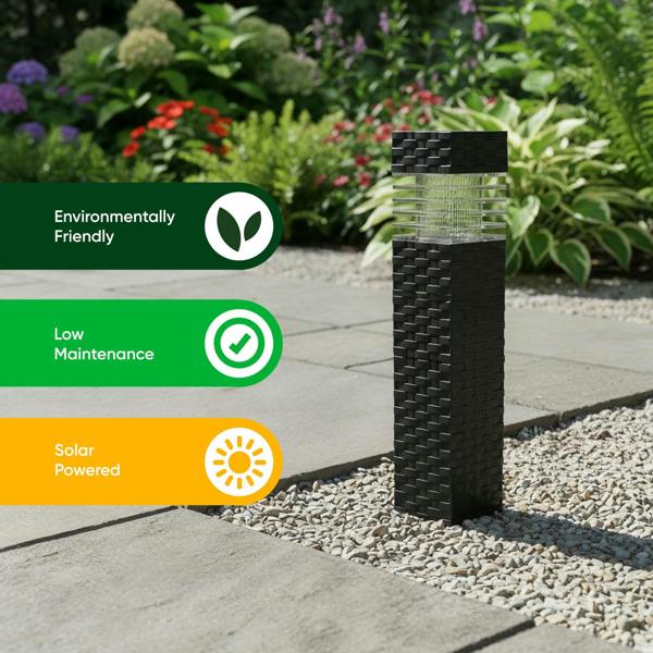 Gardenwize Pack of 4 Rattan Style Solar Stake Lights – White LED Garden Path Lights