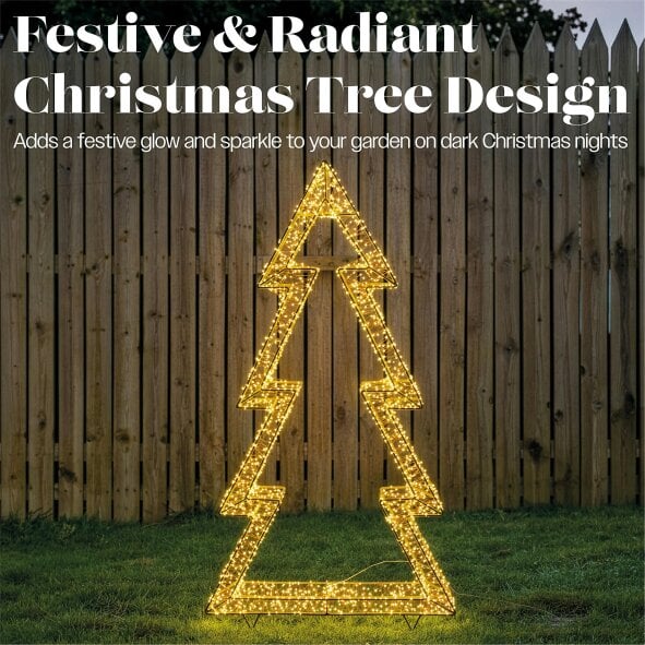 Scotts of Stow Xmas Haus Gold Metal Tree with 3600 Micro LED Lights Outdoor Decoration with Timer