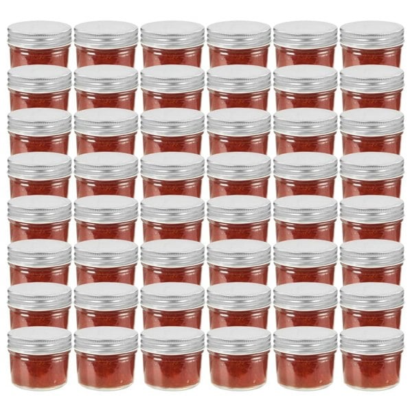 Berkfield Glass Jam Jars with Silver Lids 48 pcs 110 ml