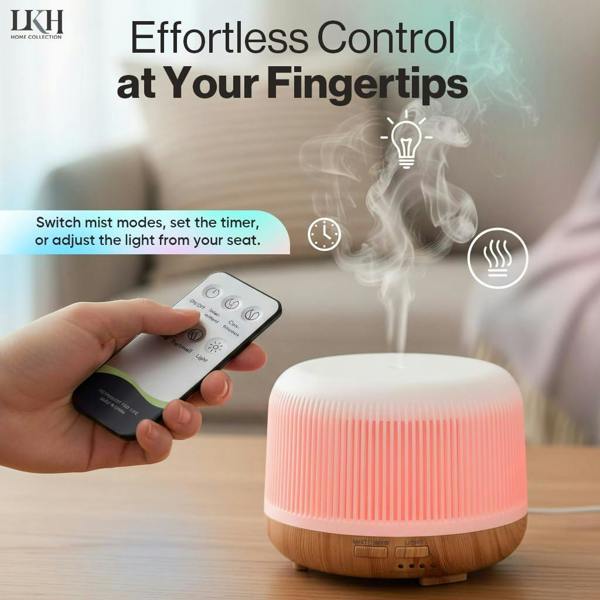 LKH HOME COLLECTION LKH Aroma Diffuser & Humidifier 300ml with Remote & Timer - Aromatherpay Ultrasonic Mist 10 Essential Oils & USB Powered