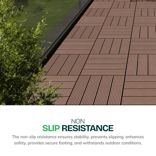 My Garden Outdoor Living My Garden Interlocking Decking Tiles Outdoor 5 Pack – 30x30cm Wood & Plastic Weather-Resistant, Easy Install