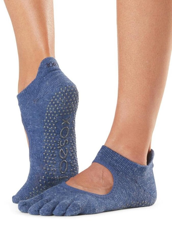 ToeSox Full Toe Bellarina Women's Yoga Grip Socks - Navy