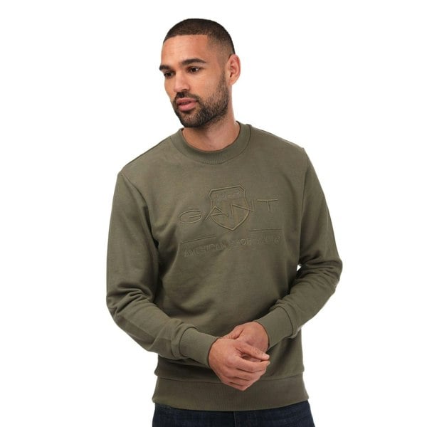Gant Mens Archive Tonal Crew Neck Sweatshirt - Green