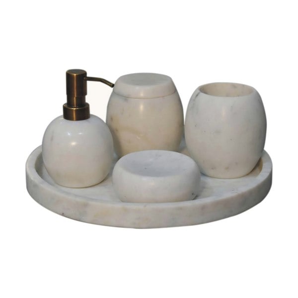 Artisan Furniture Set of 5 White Marble Bathroom Set
