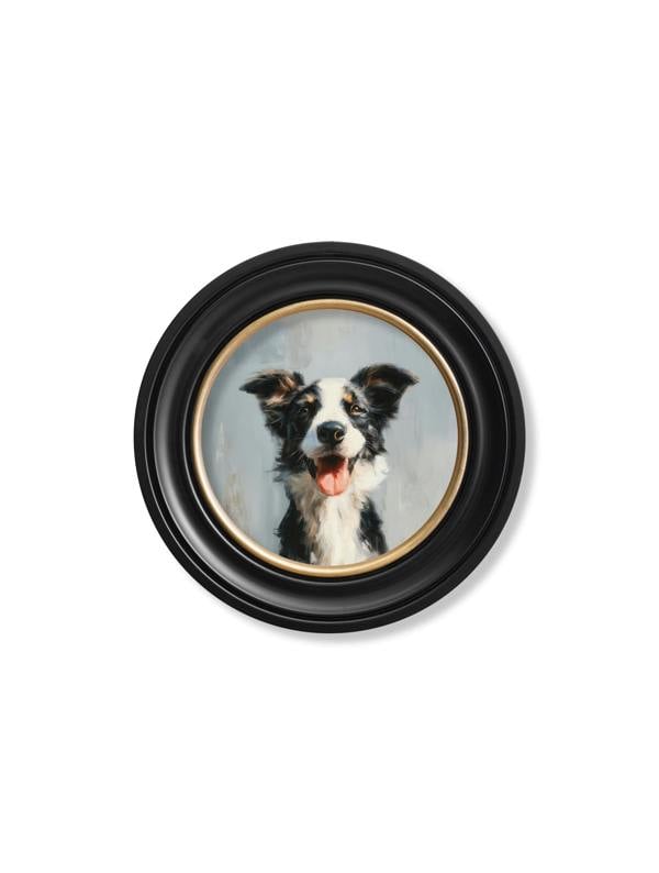 Exceptional Art The Smiley Sheepdog - Oxford round frame