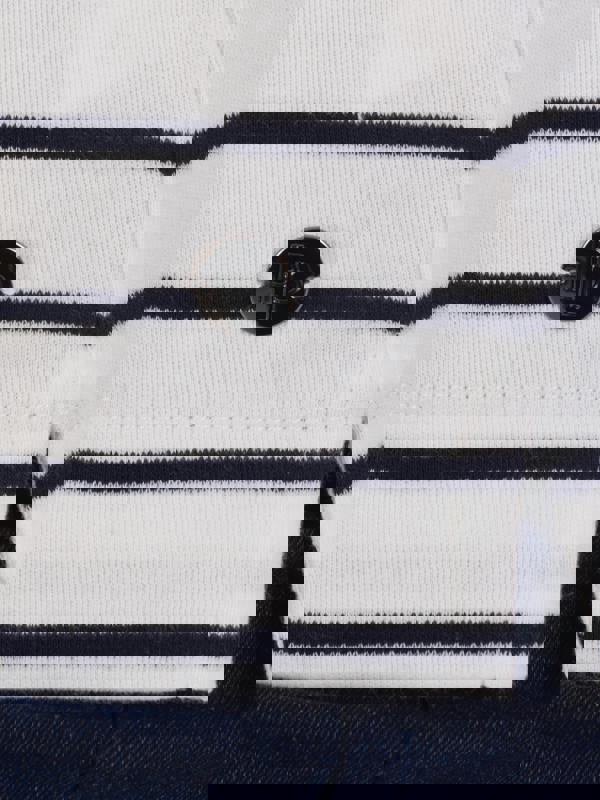 PennyPlain Notch Neck Top - Ivory/french Navy