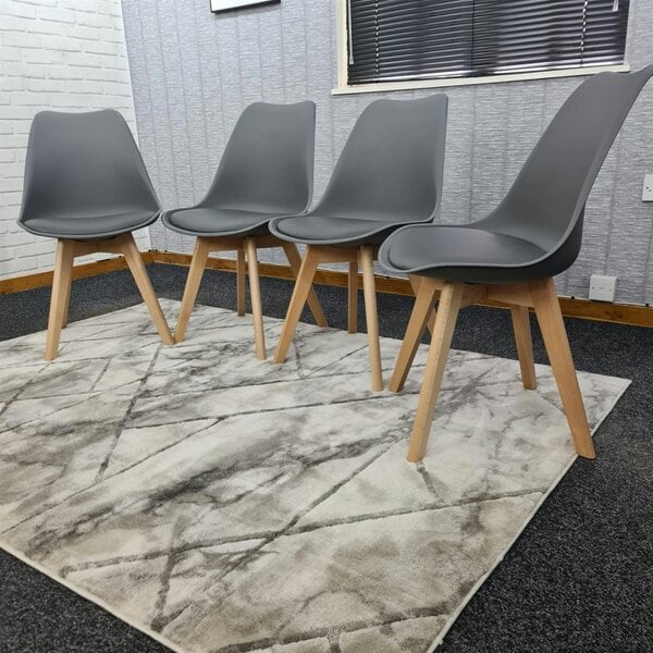 Kosy Koala Dining Chairs Set of 4 Grey Leather Kitchen Table