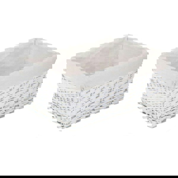 White Wicker Cotton Lined Storage Basket