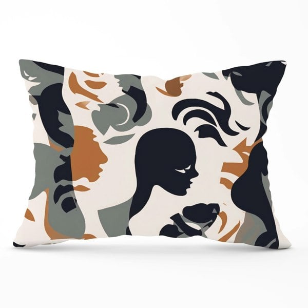 Warren Reed Abstract Grey Brown Silhouette Cushions