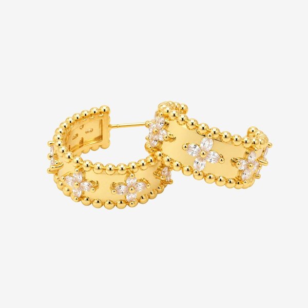 Uchi & Soto Kinmokusei Gold Bead Floral Earrings