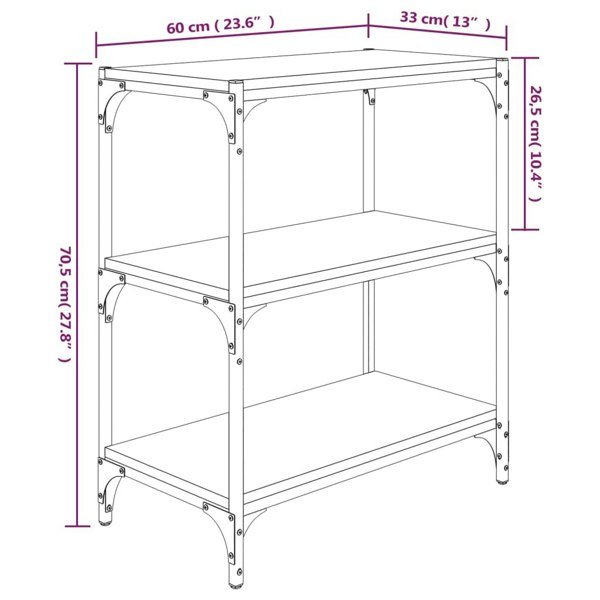 Berkfield Book Cabinet Sonoma Oak 60x33x70.5 cm Engineered Wood and Steel
