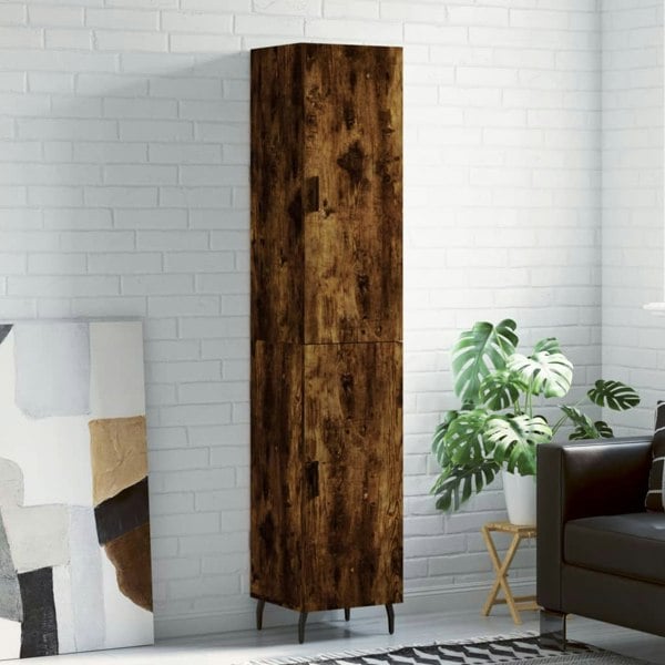 Berkfield Highboard Smoked Oak 34.5x34x180 cm Engineered Wood