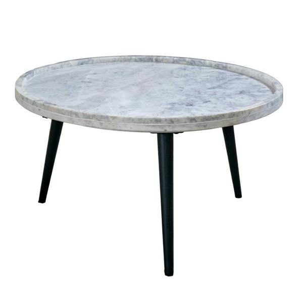 Wyld Haus Alabama Light Grey Marble Top Coffee Table With Black Metal Legs