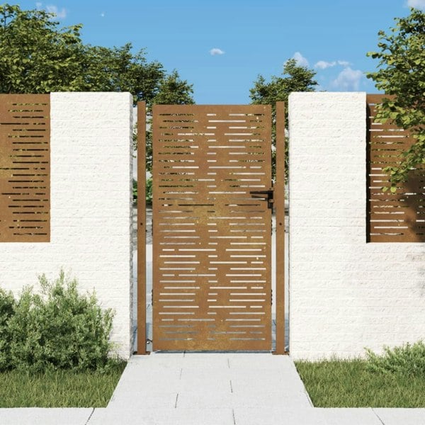 Berkfield Garden Gate 105x180 cm Corten Steel Square Design