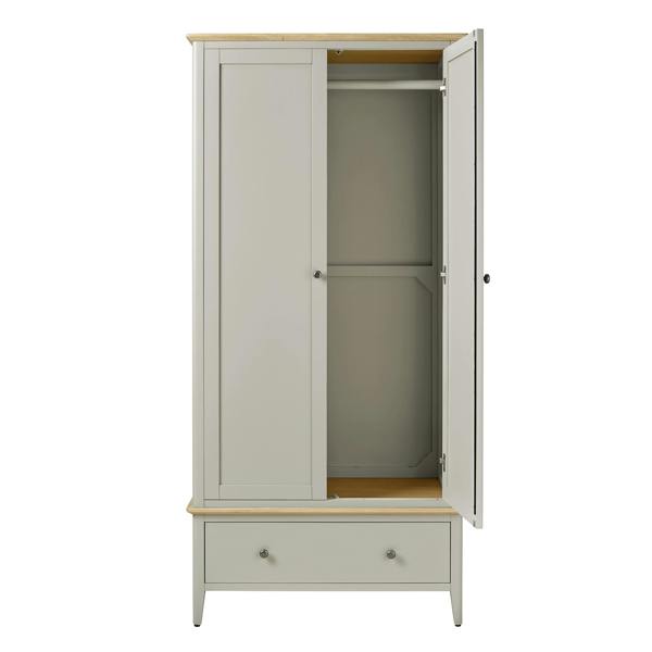 Statement Furniture Pembroke Double Wardrobe with Oak Top Modern 2 Door Wooden Storage