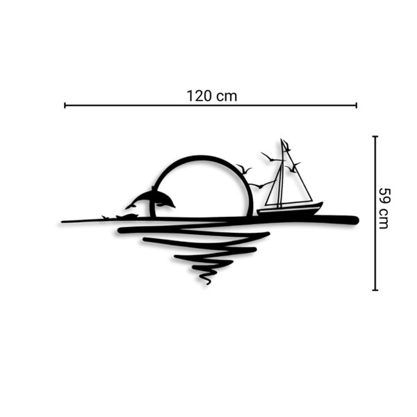 Decortie Sunrise and Sailing Boat Large Metal Wall Art 120x59cm Textured