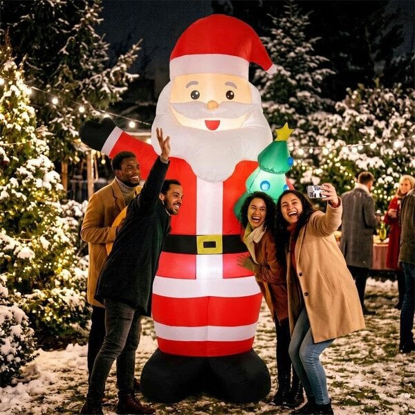 Bobobiy Inflatable Christmas Decoration, 8FT Christmas Inflatable Santa with Bright LED Light, Red