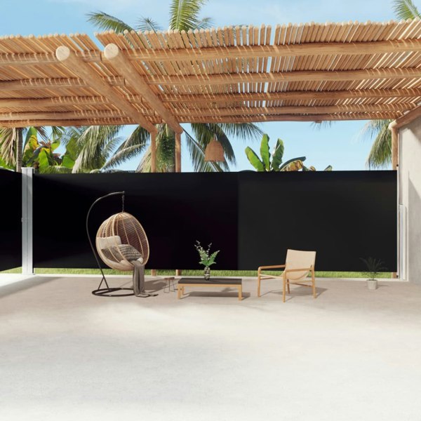 Berkfield Retractable Side Awning Black 220x1200 cm