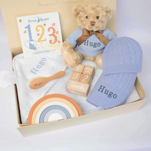 The Baby Gifting Company Ultimate Luxury Cashmere Gift Set in Cornflower Blue