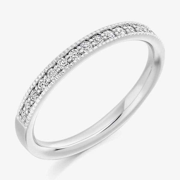 T. H. Baker Platinum 0.25ct Claw Set Round Brilliant Milgraine Half Eternity Ring HET1770