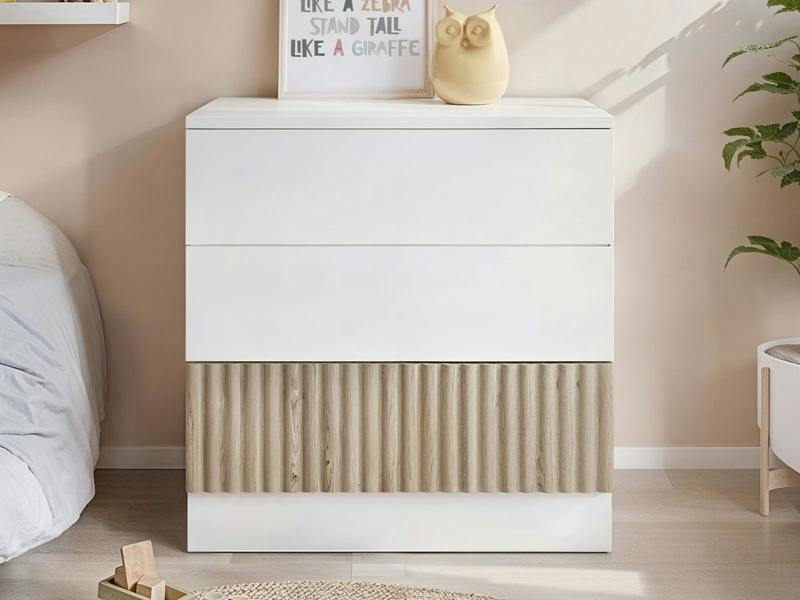 Luca 3 Drawer Chest Ribbed White