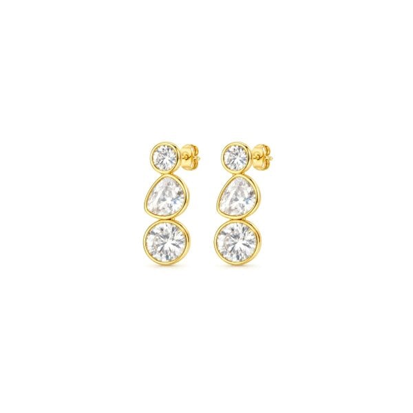 Luxe Tones Lucia Luxe 18k Gold Plated Crystal Drop Earrings