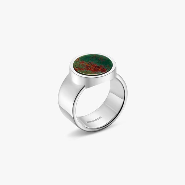 bloodstone ring in sterling silver