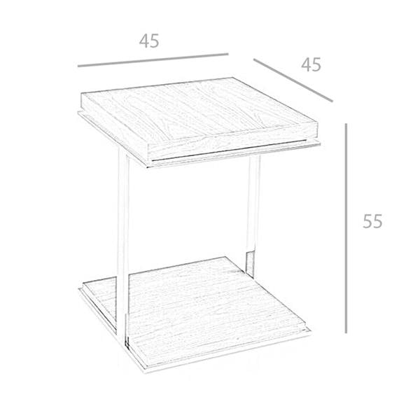 Angel Cerdá Square corner table walnut and chrome-plated steel 2038