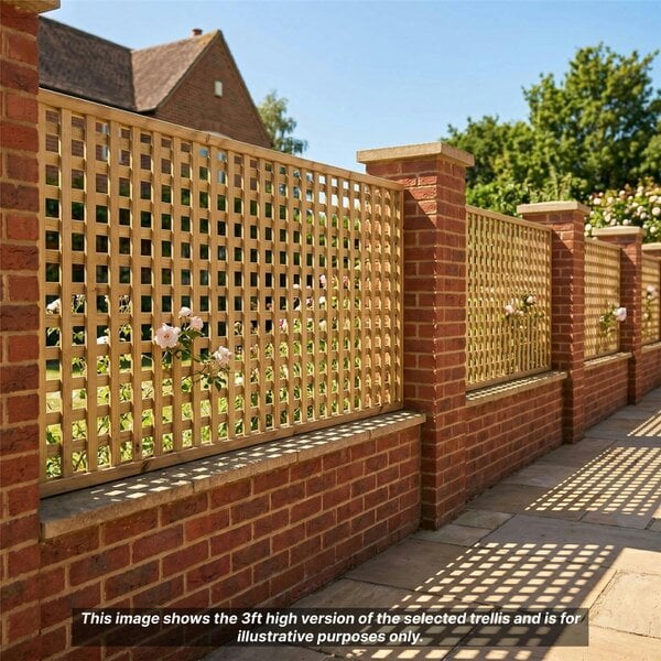 Premier Garden Supplies Urban Square Fence Panel Topper 6ft x 1-3ft Garden Trellis, Chunky Decorative Garden Lattice, Treated - Wood - 3, 4 or 5 - 5 Pack Height: 1ft x Width: 6ft (182.8cm) x 5 Pack