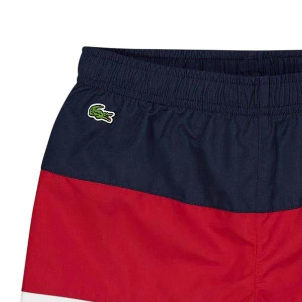 Lacoste Boys Colour Block Swim Shorts - Navy/Orange - 
