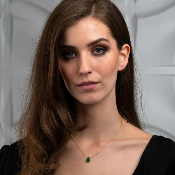 Gold Plated Green Pear Pendant Necklace for Women. - namana.london