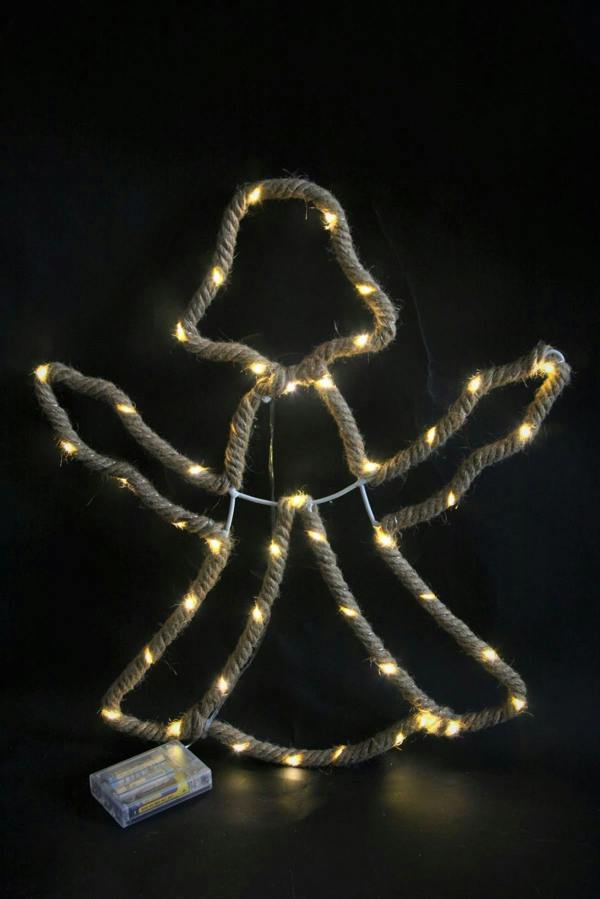 5cm Angel LED Hemp Rope Silhouette Light, Battery Operated Hanging Decoration for Home or Garden image 1