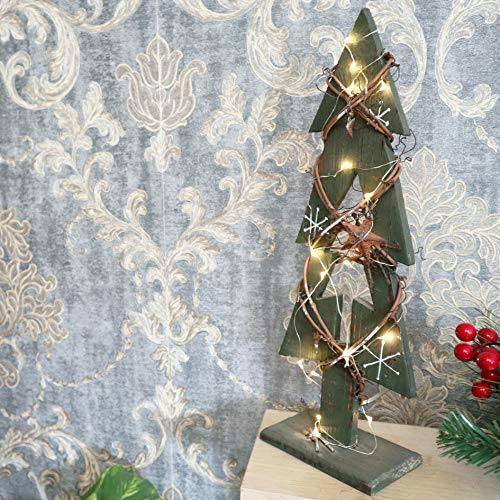 30cm Green Tree Wooden LED Tree Tabletop Centrepiece Christmas Holiday Home decoration with 20 Warm white LEDs Green Tree image 6