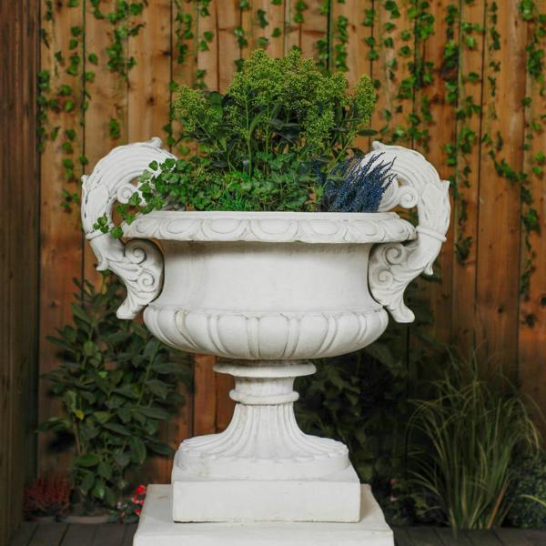 Pair of Large Edwardian Stone Vase on Plinths 