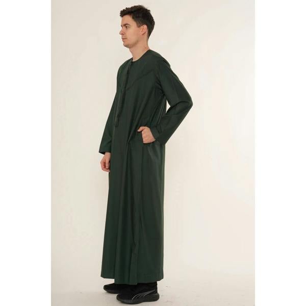 HM11 - Men's Emirati Omani Bobble Button Thobe - Green - Thobez - 6