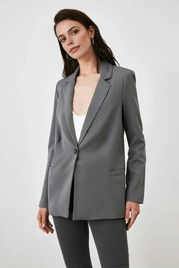 WOVCOR Woven Blazer Jacket with Lining Detail