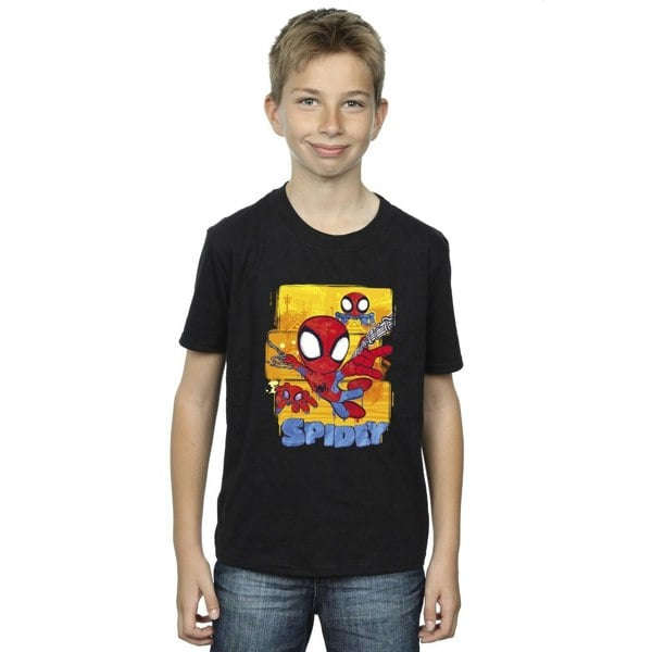 Marvel Boys Spidey And His Amazing Friends Flying T-Shirt - Black