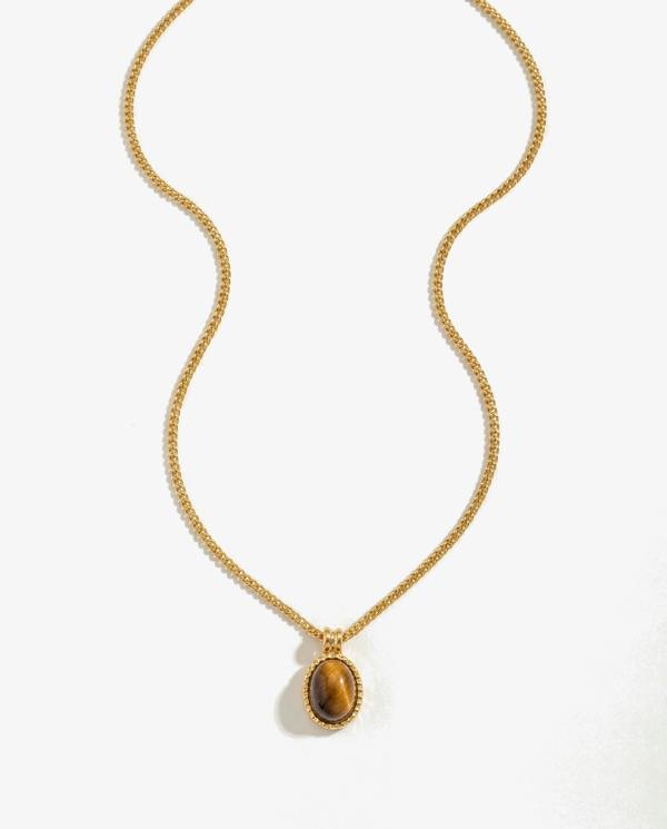 Elk & Bloom 14K Gold Drop Earth Stone Pendant Necklace