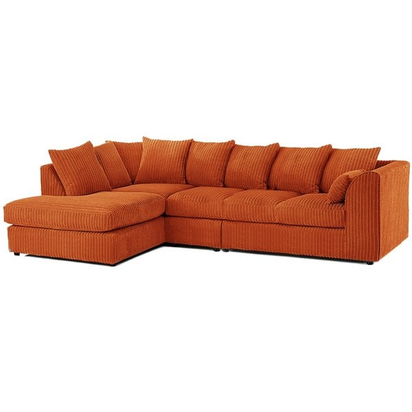 Furnishings For Less Luxor Full Cord Fabric 5 Seater Corner Sofa Scatter Back