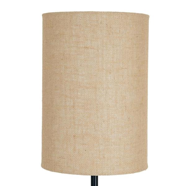 Black Cannon Floor Lamp With Hessian Shade