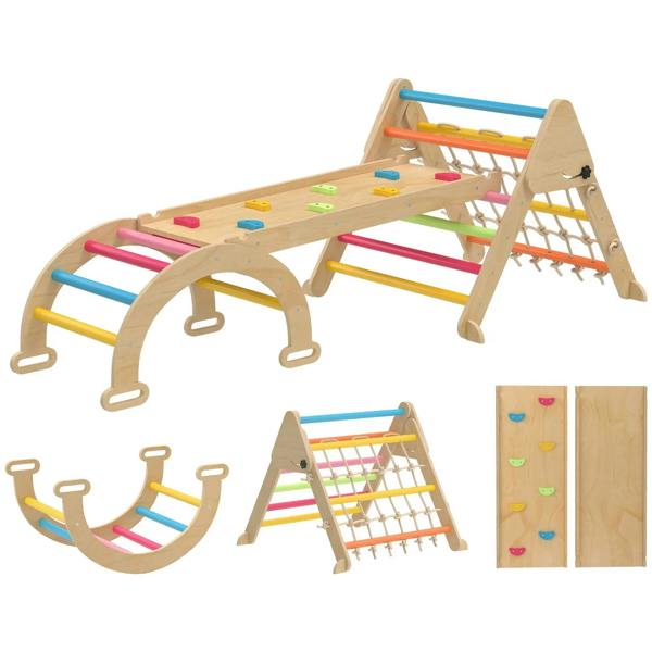Multicolour toddler climbing frame play set with slide, ladder, and arch