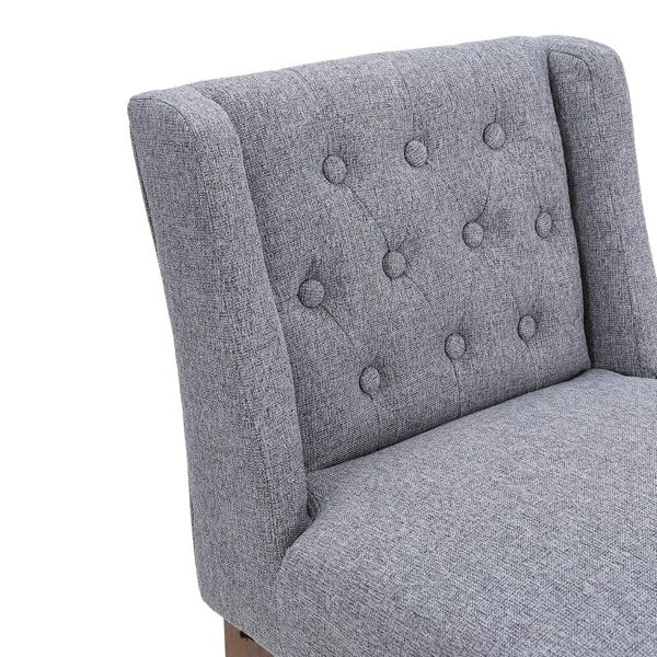 Set of 2 99cm Hight Bar Stools Linen Upholstered with Wood Legs Bar Stools Living and Home
