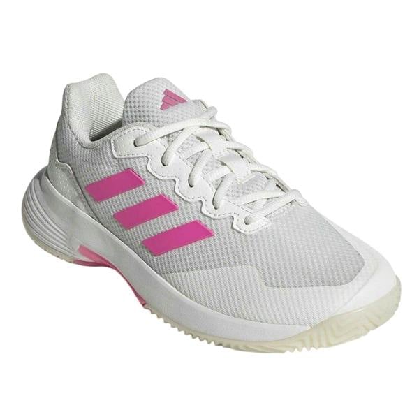 Adidas Womens/Ladies GameCourt 2.0 3 Stripes Tennis Shoes - White/Pink/Black - 